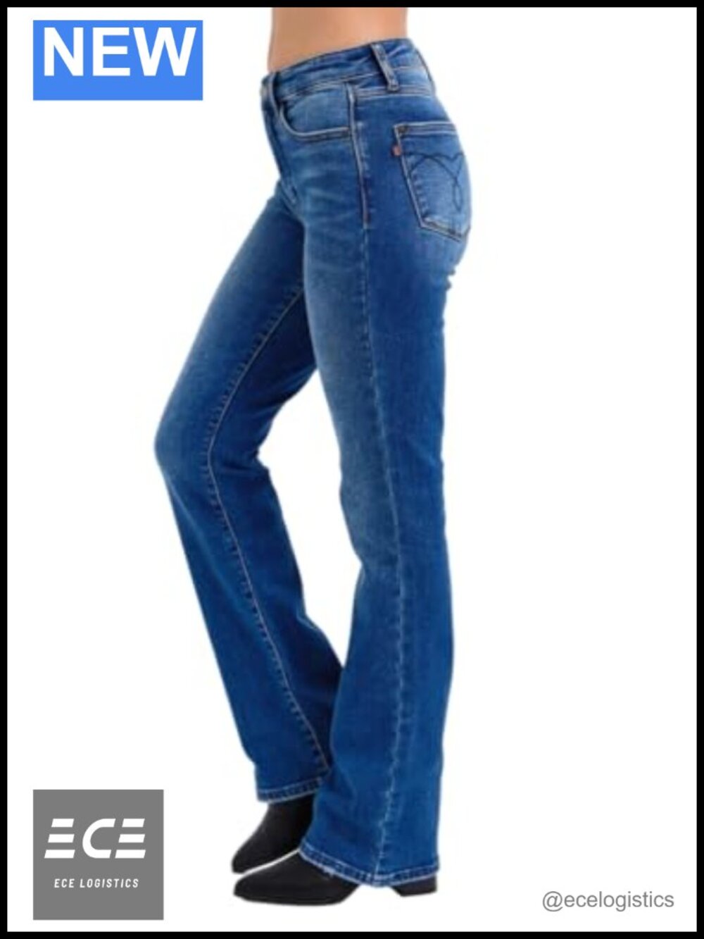 Mid Rise Bootcut Jeans Thermal Lined Womens Denim Pants